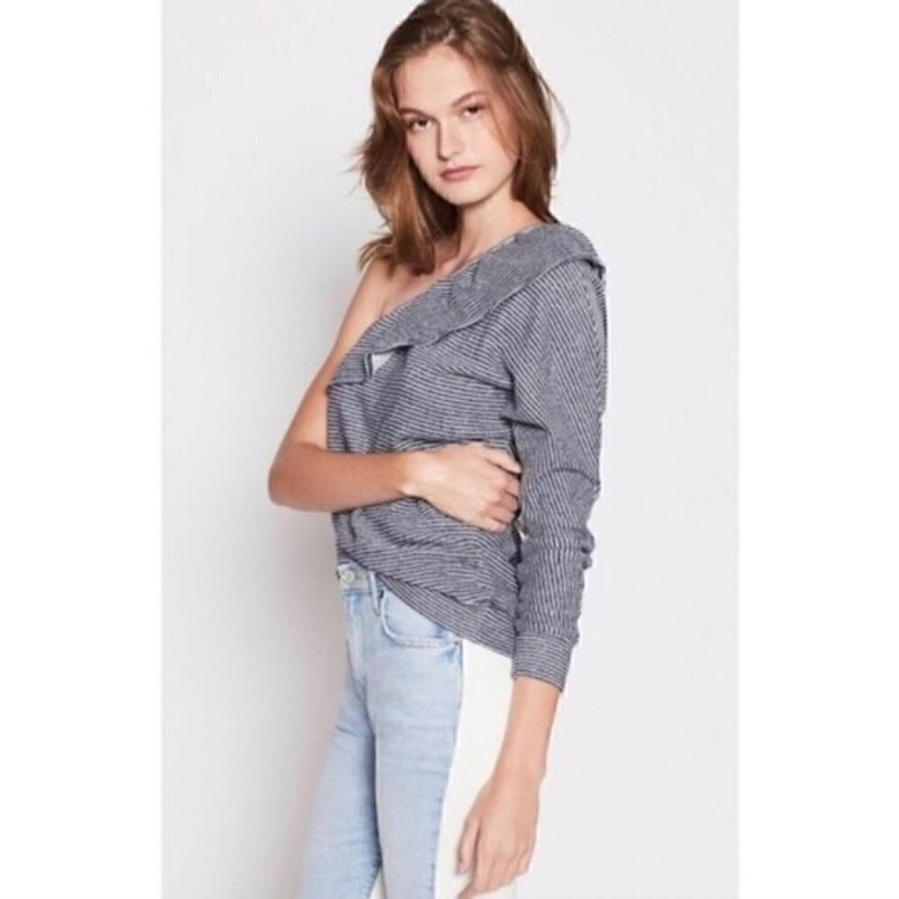 Nordstrom Joie Aleesha Knit Top L NWT One Shoulder Striped Sweater Long Sleeve
